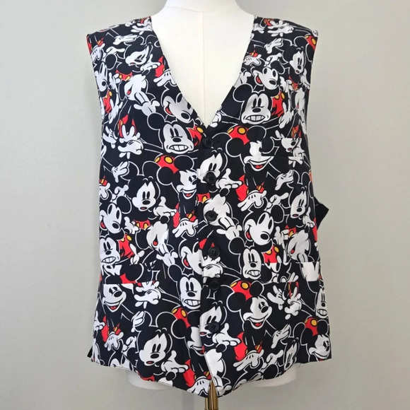 Vintage Unisex 100% Silk Mickey Mouse Vest size LARGE - Picture 1 of 11